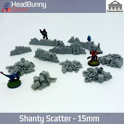 15mm Junk Piles & Walls UNPAINTED  Tabletop Scatter Terrain Set Scenery Sci-fi • £3.20