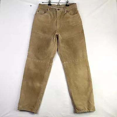 Skotts Suede W2W Pants Mens 34 (32x30) Regular Fit Tan Cotton Lining Washable • $29.08