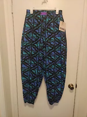 Vintage Surf Pants Medium Deadstock 90s Muscle Beach Skate Neon Geometric Hammer • $48