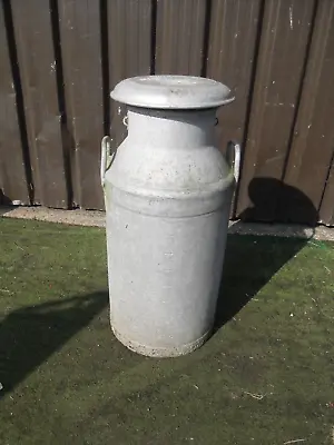 VINTAGE 10 Gallon Aluminium MILK CHURN CAN / KIT Garden Planter + Lid Refhl • £119.95