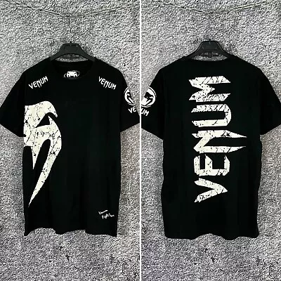 Mens Venum MMA Fighting Fight Gear Black T Shirt Size XL X-Large • $35