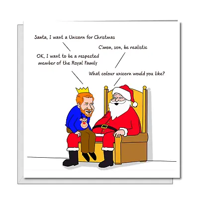 £2.99 • Buy Funny Christmas Card With Prince Harry Meghan Royal Family Humorous Santa Claus