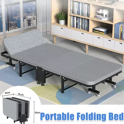 Folding Sofa Bed Guest W/ Mattress Adjustable Backrest Strong Metal Frame Wheel • £88.90