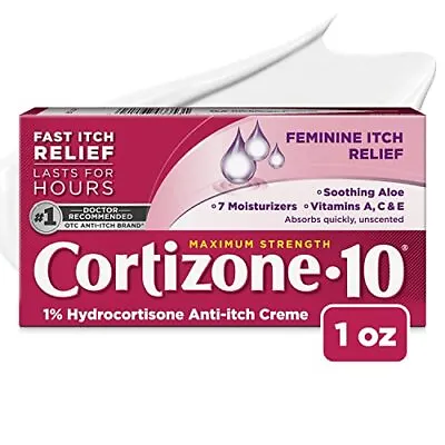 Cortizone-10 Maximum Strength Feminine Itch Cream 1% Hydrocortisone 1 Oz. • $11.99