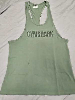 GYMSHARK 'Apollo Logo Stringer Tank NWT Sage Green US Sz S • $24.97