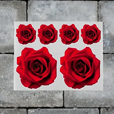 £5.51 • Buy 6 X Red Rose Flower Vinyl Stickers Decals Wall Laptop IPad - SKU7270