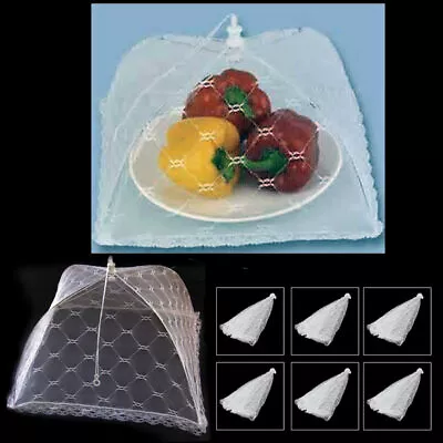 6 Food Cover Tent White Mesh Pop-Up Bug Umbrella Party BBQ Collapsible Reusable • $12.87