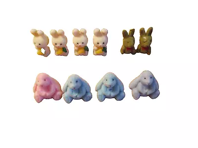 Vintage Flocked Bunny Rabbit Figures Lot Of 10 • $6.99