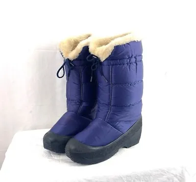 Vintage Moon Boots Apres Ski Faux Lined Boots 9/10 Fascinators Purple Blue • $79.99