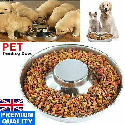 £8.39 • Buy Puppy Dog Pet Cat Litter Food Feeding Weaning Silver Stainless Feeder Bowl Dish
