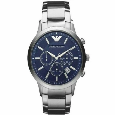 £54.84 • Buy New Emporio Armani Ar2448 Stainless Steel Blue Dial Lux Mens Watch