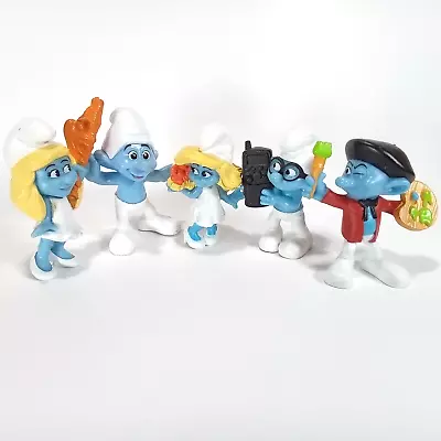 Mcdonalds Smurfs Lot Of 5 PVC Figures Smurfette X2 Brainy Painter Crazy 2013 • $14.99