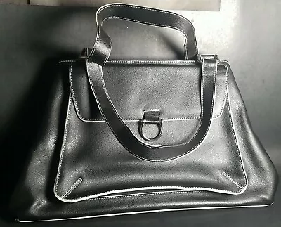 Franklin Covey Satchel Briefcase Large Tote Purse Black Faux Leather 16 X10 X4   • $32