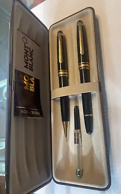 Vintage MONTBLANC Meisterstück 4810 Black Fountain Pen Set 14K Nib 4.5” Long • $200