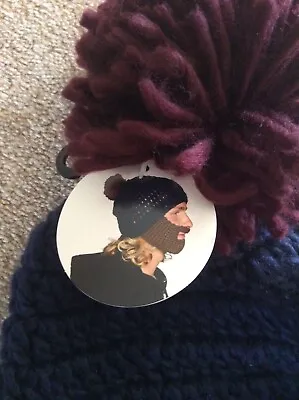 £7.50 • Buy Winter Ski Knit Hat Bobble Hat With Beard Novelty NWT 