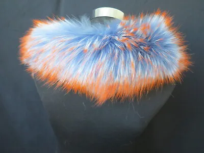 100%Real Raccoon Fur Hood Collar/neck Wrap/unisex Jacket Cap Blue Collar Scarf  • $29.99