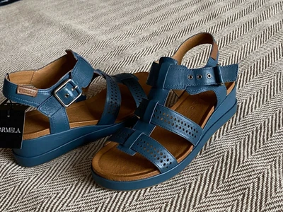 £10 • Buy Ladies New Leather Wedge Sandals Size 40. Denim Blue. Brand Carmela. Style Jean