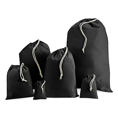 Black REUSABLE COTTON DRAWSTRING STORAGE BAG - 6 Sizes 100% Cotton Drawstring • £1.10