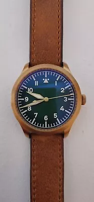 Beautiful 44mm Dekla Pilot Type A Flieger Green Dial Bronze  Watch • $500