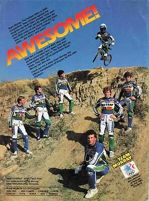 Team Murray Bmx Competition Dirt Track 1984 80'S Vtg Pin Up Print Ad 8X11 • $7.49