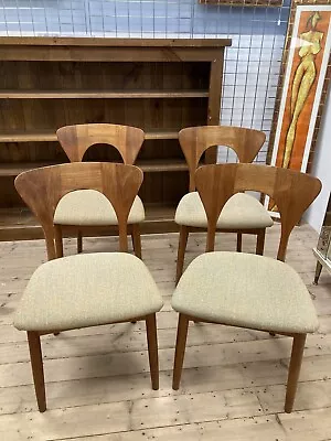 Vintage Danish ‘Peter’ Niels Koefoed Teak Dining Chairs Scandi McM 1958 Design • £1100