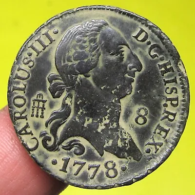 Amazing 1778 PIRATE COB SPANISH 8 Maravedis Colonial Coin Carlos CHARLES III • $100