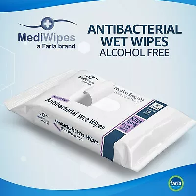 MediWipes Moist Wet Wipes Resealable Travel Pack Alcohol Free - Pack Of 15 Wipes • £4.99