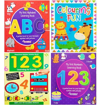 Kids Pre School Educational Colouring Books For Children Baby 123 ABC 3-5yrs • £2.99