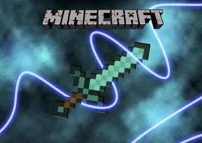 Minecraft Diamond Sword Poster Print Art A5 A4 A3 A2 A1 A0 • £10.99