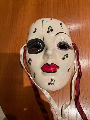 Vintage Mardi Gras Ceramic/Porcelain Mask Hand Painted Art Signed - Music Theme • $12.99
