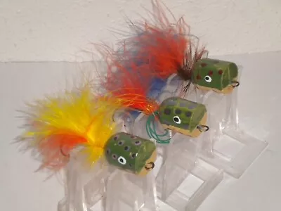 Lot Of (3) Hand Made  Cork Poppers Top Water Lures- • $13