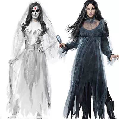 Women Horror Ghost Bride Dress Dead Corpse Zombie Cosplay Halloween Costume @ • £23.99