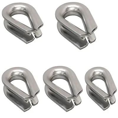 5 PCS 1/8  Wire Rope Stainless Steel Thimble Marine Cable Shade Sail Heavy Duty • $9.50