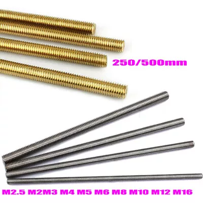 £4.09 • Buy Threaded Rod Bar Stainless Full-Threaded M2.5 M2M3 M4 M5 M6 M8 M12 M10 M16
