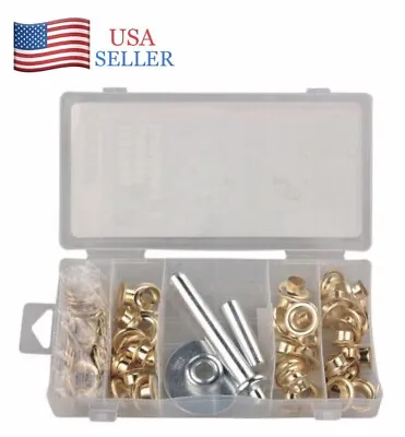 Complete Grommet Installation Kit 103 Piece Set Punches & 1/2  Brass Grommets • $19.15