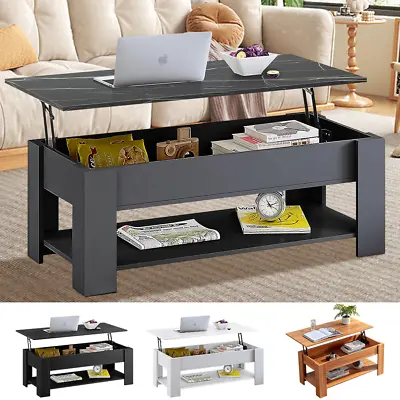 Wooden Coffee Table With Storage Lift Top Up Drawer Shelf Living Room Furniture • £54.99