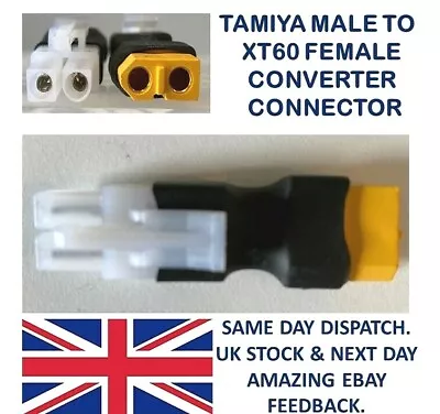 Tamiya MALE To XT60 FEMALE Connector Adapter Converter Lipo Battery Adapt RC UK • £5.75