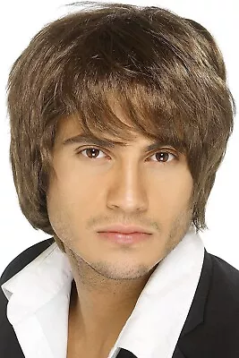 Mens Brown Wig Adult Boyband Hairstyle 1960'S 1970S 1980S Fancy Dress Hairpiece • £8.99