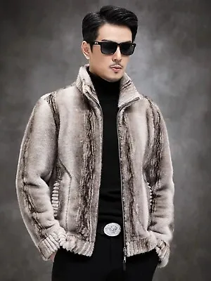 Mink Coat Mens Thickened Warm Coat Fur Windproof Mink Fur Jacket Casual Overcoat • $95.58