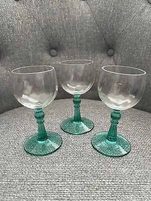 Vintage Emerald Green Cordial Sherry Glasses 4.5” Set Of 3 • $14.99