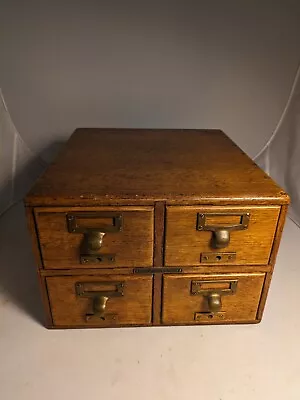 Antique Library Bureau Sole Makers 4 Drawer Card Catalog Cabinet  Dove-Tail • $399