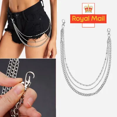 3 Layer Waist Chain Retro Key Chain Wallet Chains For Trucker Jeans Rock Trouser • £3.99