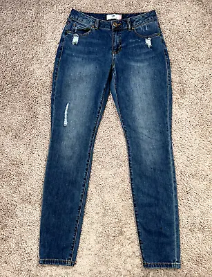 CAbi Jeans Womens 6 Blue Denim Curvy Skinny Distressed Stretch Mid Rise Casual • $19.77