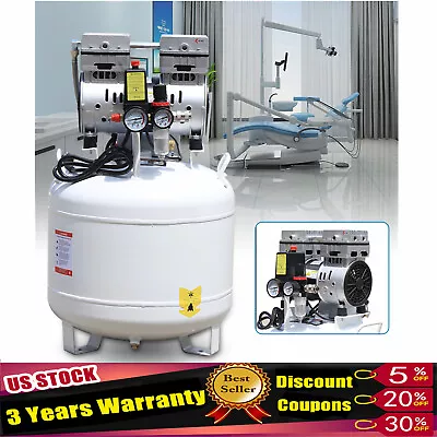 40L Dental Medical Air Compressor Silent  Air Compressor Oilless 115PSI 0.75KW • $304