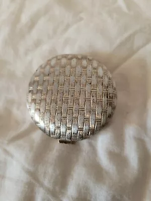 Vintage Goldtone Metal AVON Basketweave Makeup Powder Round Compact With Mirror • $12.95