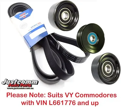 VY Commodore 3.8 V6 Ecotec Serpentine Drive Belt And Pulley Kit VIN L661776 Up • $98.67