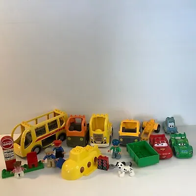 Lego Duplo Bulk Mixed Lot Cars Bus Figures Trucks  Dog Multicoloured Washed • $58
