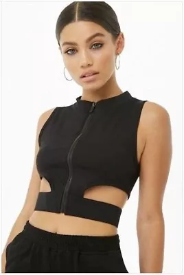 Medium Fashion Nova LA Society Health First Zip Up Top Black • £17.37