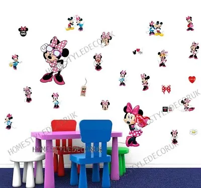 £4.98 • Buy Disney Wall Stickers Minnie Mouse Bedroom Nursery Art Mural Home Decal UK Seller