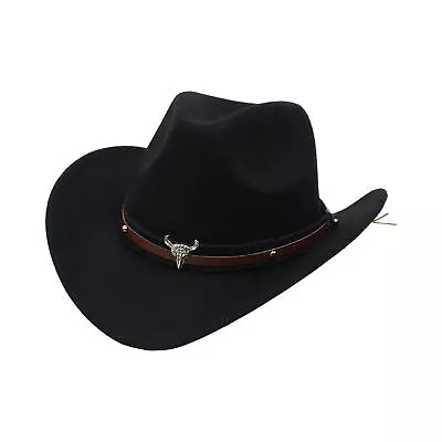 Men's Western Cowboy Hat Black Felt Cowboy Riding Hat • $11.84